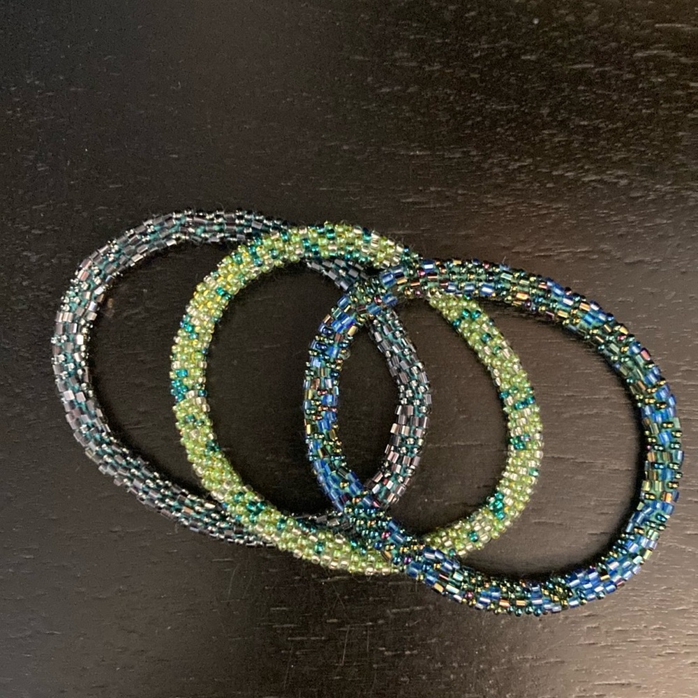 Set/3 Sashka Roll On Beaded Bracelets - Never Worn